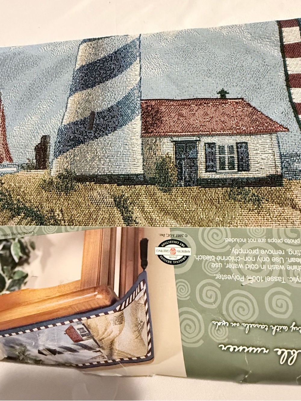 Sandy Dunes Home Trends Tapestry Table Runner 13x72 Lighthouse Sailboat NWT